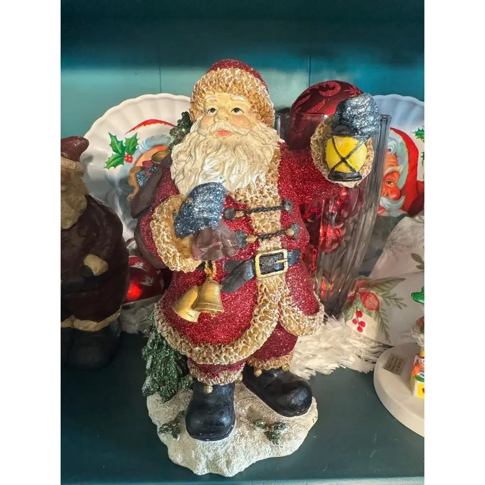 Vintage Young’s Inc. Santa Figurine Colorful Glitter-Lovers Christmas Statue Y2K